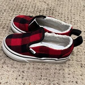 Vans Kids Red and Black Checkered Sneakers